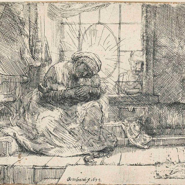 Rembrandt van Rijn — Дева и младенец с Кошкой и змеей