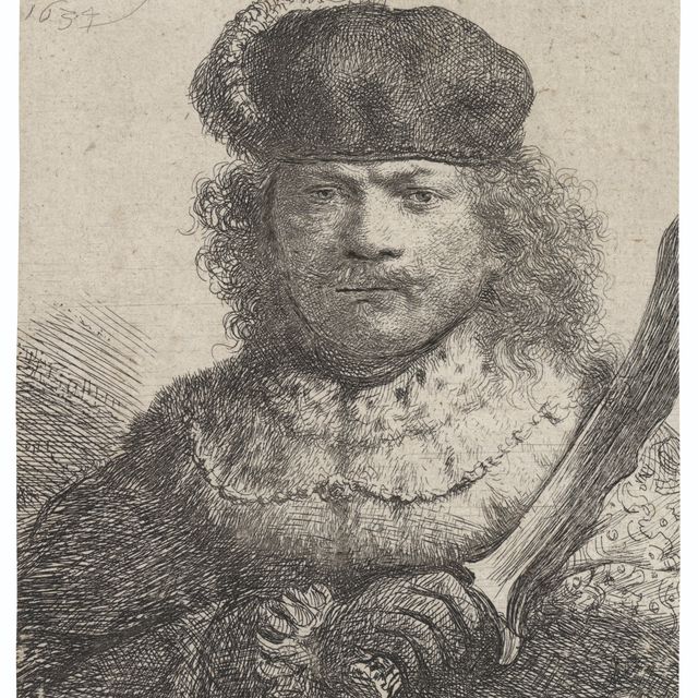 Rembrandt van Rijn — Автопортрет с поднятой саблей