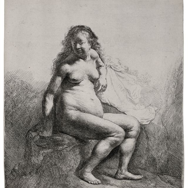 Rembrandt van Rijn — Обнаженная женщина на холме