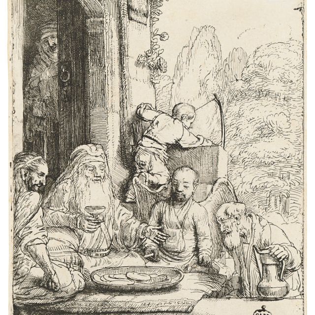 Rembrandt van Rijn — Авраам, принимающий ангелов (Б., Зал. 29; Ч. 286)