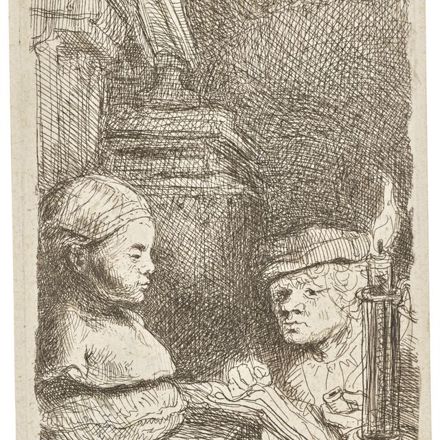 Rembrandt van Rijn — Человек, рисующий по гипсу
