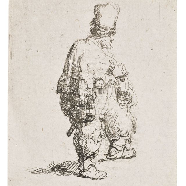 Rembrandt van Rijn — Игрок на шарманке стоя ("Полянин, стоящий со скрещенными на груди руками")