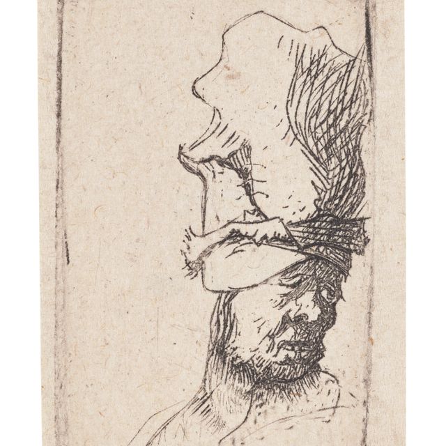 Rembrandt van Rijn — Голова человека в высокой шапке