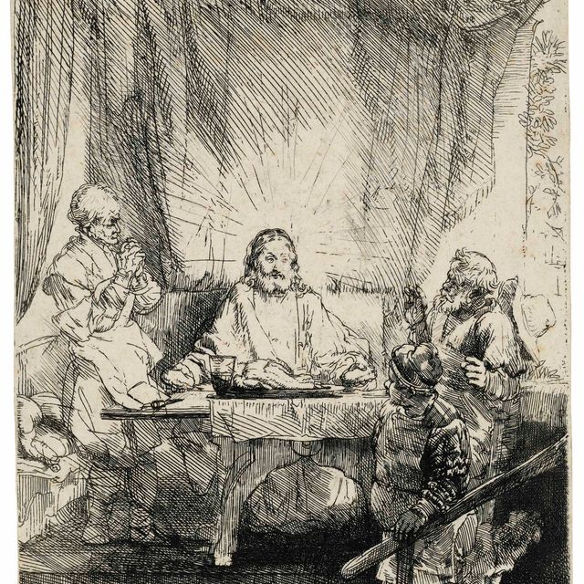 Rembrandt van Rijn — Христос в Эммаусе: большая тарелка