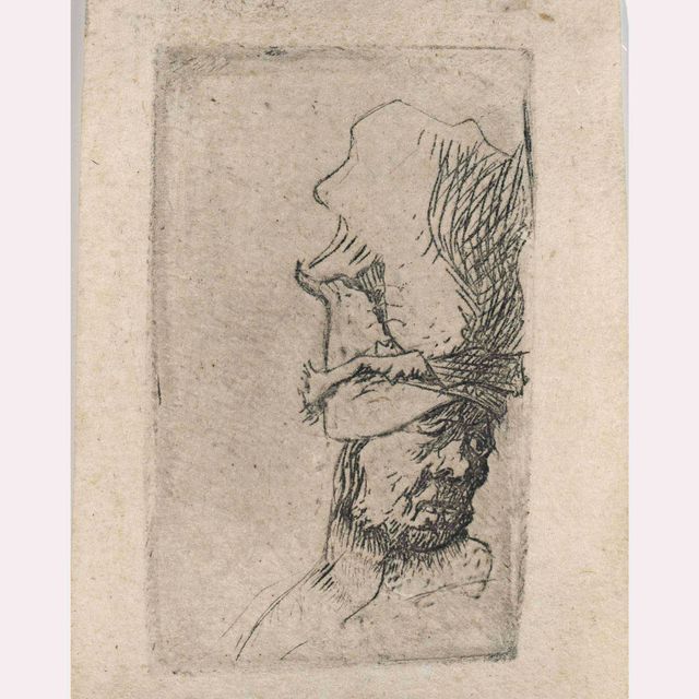 Rembrandt van Rijn — Голова мужчины в высокой шапке (Б., Зал. 302; Н. 39)