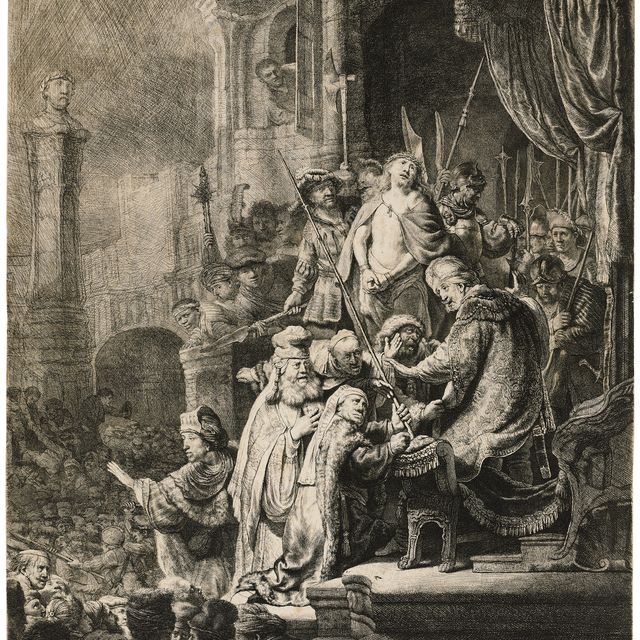Rembrandt van Rijn — Христос перед Пилатом: Большая тарелка