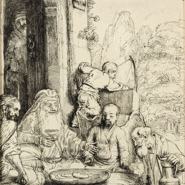 Rembrandt van Rijn — Авраам, принимающий ангелов (Б., Зал. 29; Ч. 286)