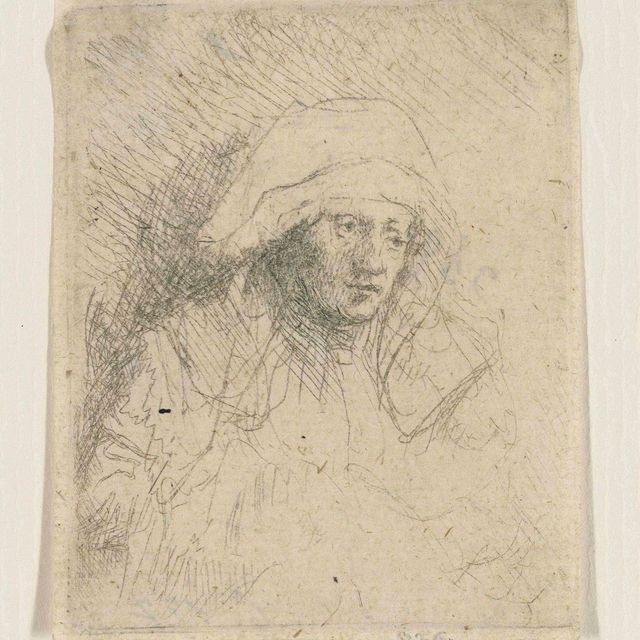 Rembrandt van Rijn — Больная женщина в большом белом головном уборе (Саския) (Б., Зал. 359; Н. 196)