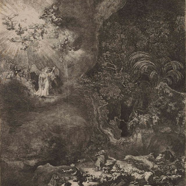 Rembrandt van Rijn — Ангел, явившийся пастухам