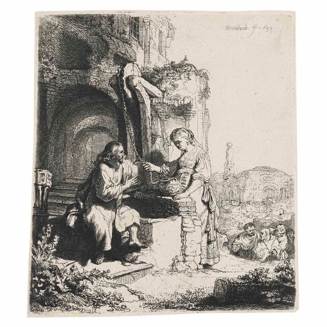 Rembrandt van Rijn — Христос и женщина из Самарии среди руин