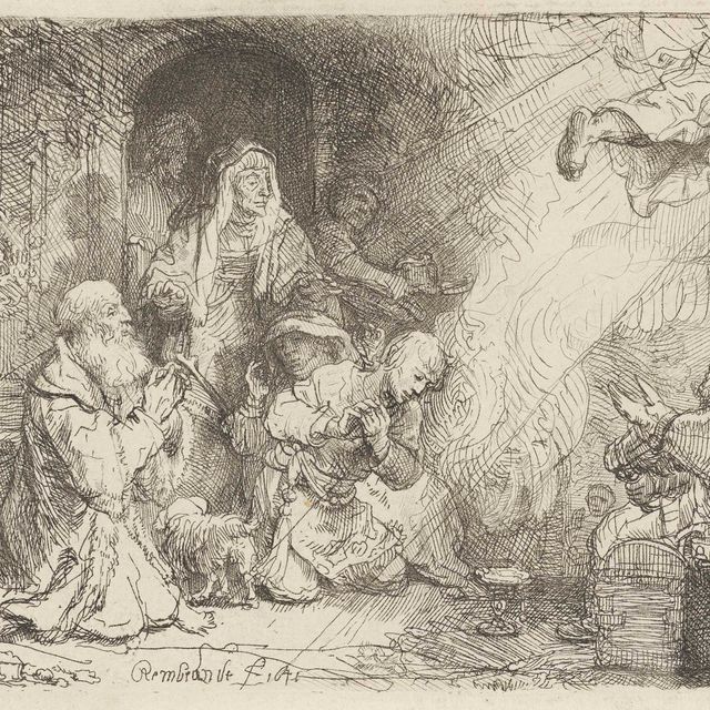 Rembrandt van Rijn — Ангел, покидающий семью Товии