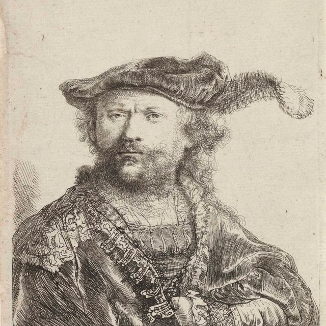 Rembrandt van Rijn — Автопортрет в бархатной шапочке с плюмажем