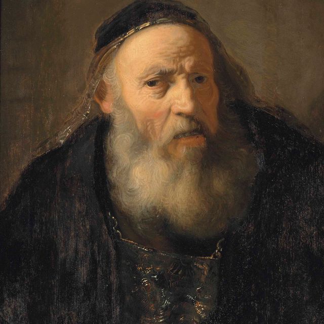 Rembrandt van Rijn — Портрет старика в полный рост, в черной мантии и черной тюбетейке с золотой каймой
