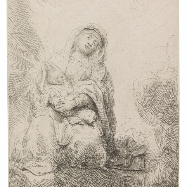 Rembrandt van Rijn — Дева и дитя в облаках