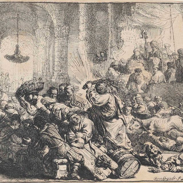 Rembrandt van Rijn — Христос изгоняет менял из храма (Б., гл. 69; ч. 126)