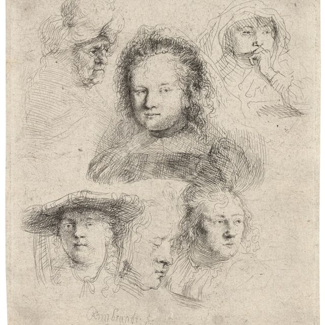 Rembrandt van Rijn — Исследования головы Саскии и других