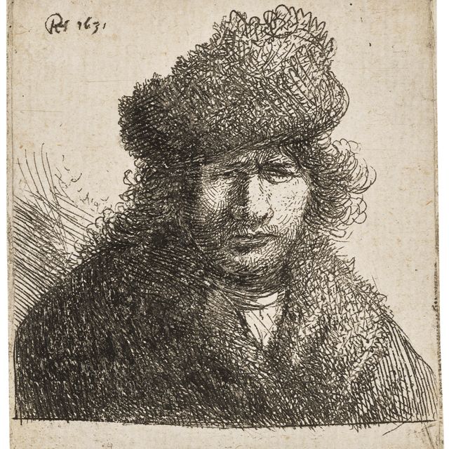 Rembrandt van Rijn — Автопортрет в надвинутой на глаза меховой шапке: Бюст