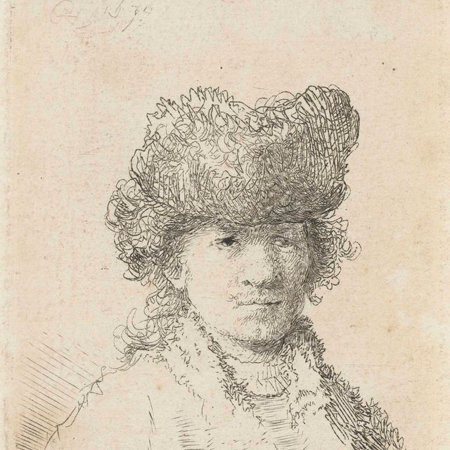 Rembrandt van Rijn — Автопортрет в меховой шапке: Бюст
