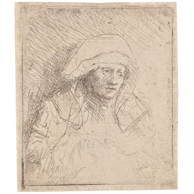 Rembrandt van Rijn — Больная женщина в большом белом головном уборе (Саския)