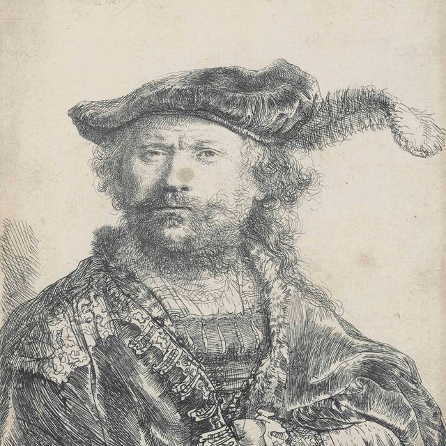Rembrandt van Rijn — Автопортрет в бархатной шапочке с плюмажем