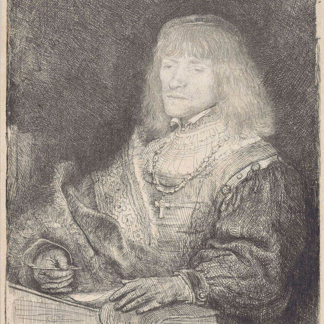 Rembrandt van Rijn — Мужчина за письменным столом, на нем крест и цепочка (В., Зал. 261; Н. 189)