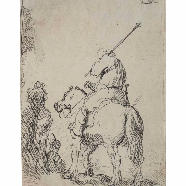 Rembrandt van Rijn — Солдат в тюрбане верхом на лошади