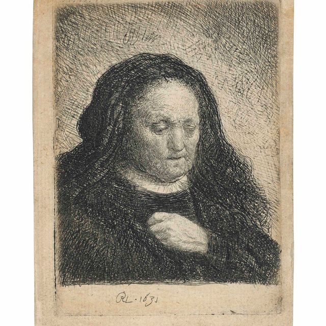 Rembrandt van Rijn — Мать художника, прижав руку к груди