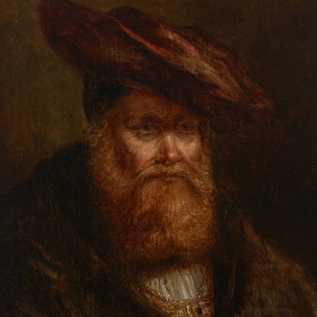 Rembrandt van Rijn — Голова мужчины, одетого в меховую шубу и красную шапочку