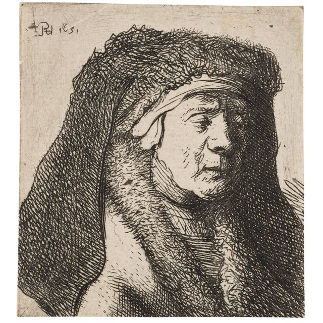 Rembrandt van Rijn — Бюст пожилой женщины в меховом плаще и тяжелом головном уборе