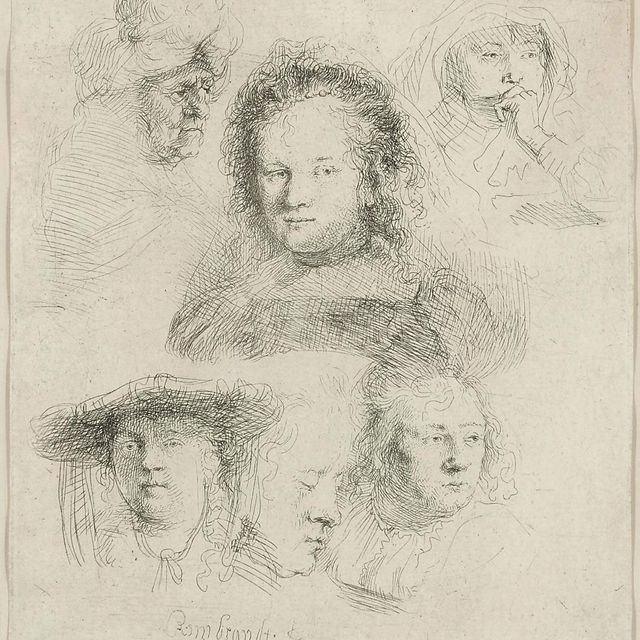 Rembrandt van Rijn — Исследования головы Саскии и других (Б., стр. 365; Н. 145)