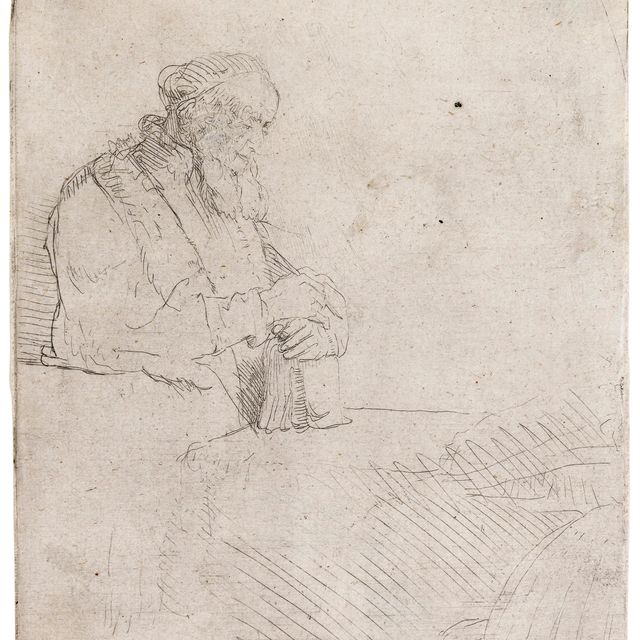 Rembrandt van Rijn — Старик в медитации, опирающийся на книгу