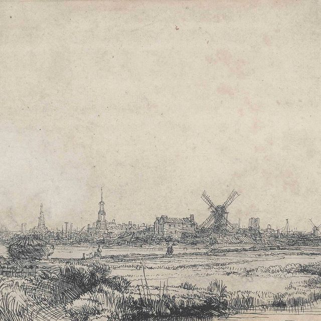 Rembrandt van Rijn — Вид на Амстердам с горы Кадийк