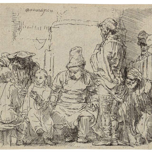 Rembrandt van Rijn — Христос сидит и спорит с врачами