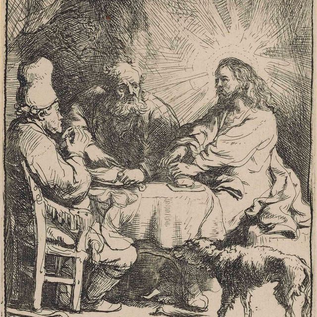 Rembrandt van Rijn — Христос в Эммаусе: Меньшая тарелка