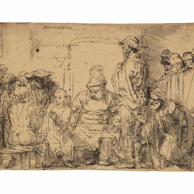 Rembrandt van Rijn — Христос сидит и спорит с врачами