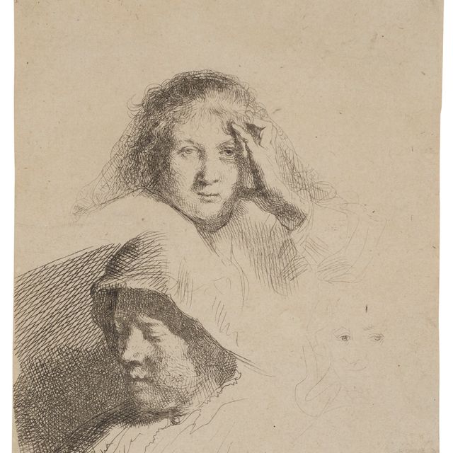 Rembrandt van Rijn — Три женские головки, одна слегка выгравирована