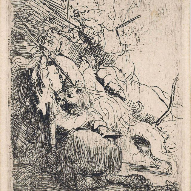 Rembrandt van Rijn — Охота на маленького льва (с одним львом) (В., Зал. 116; ч. 6)