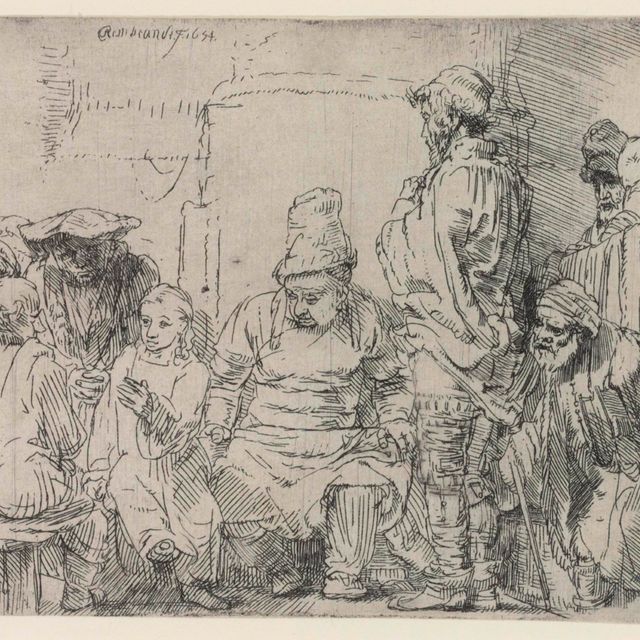 Rembrandt van Rijn — Христос, сидя, спорит с врачами (Б., Зал. 64; Задняя часть 277)