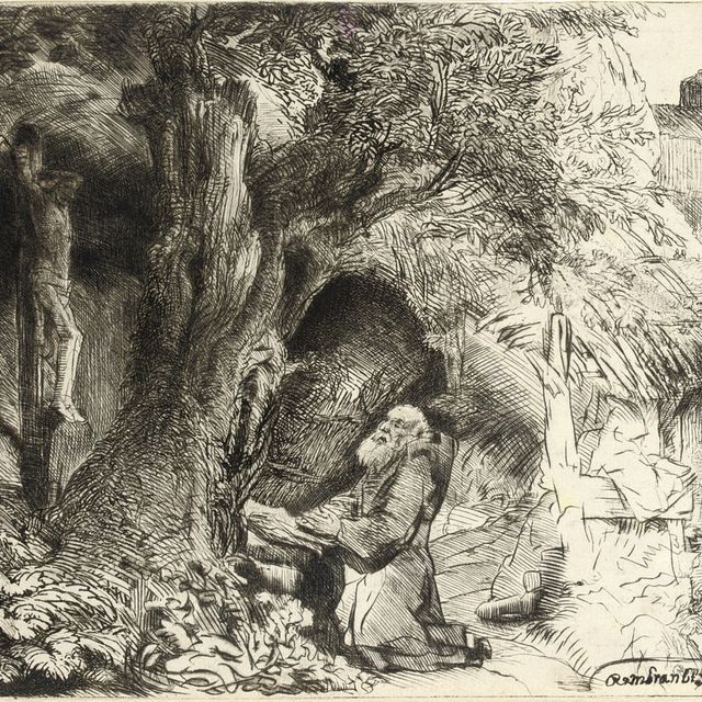 Rembrandt van Rijn — Святой Франциск молится под деревом (Б. Зал. 107; Ч. 292)