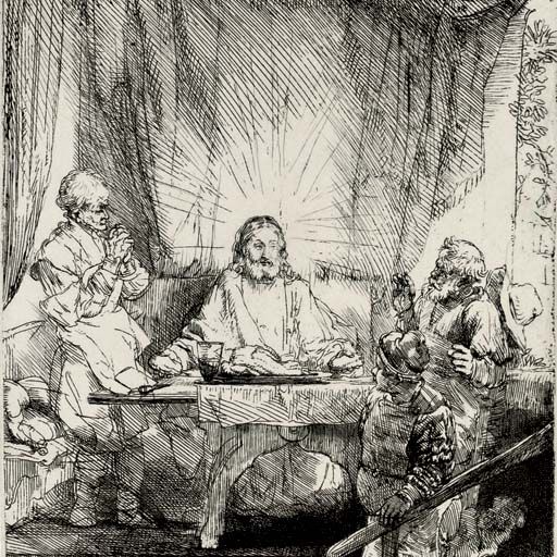 Rembrandt van Rijn — Христос в Эммаусе: Увеличенная фотография (В., Зал. 87; Н. 282)