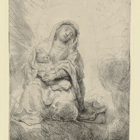 Rembrandt van Rijn — Богородица с младенцем в облаках (Барч, Холстейн, 61; Хинд, 186)