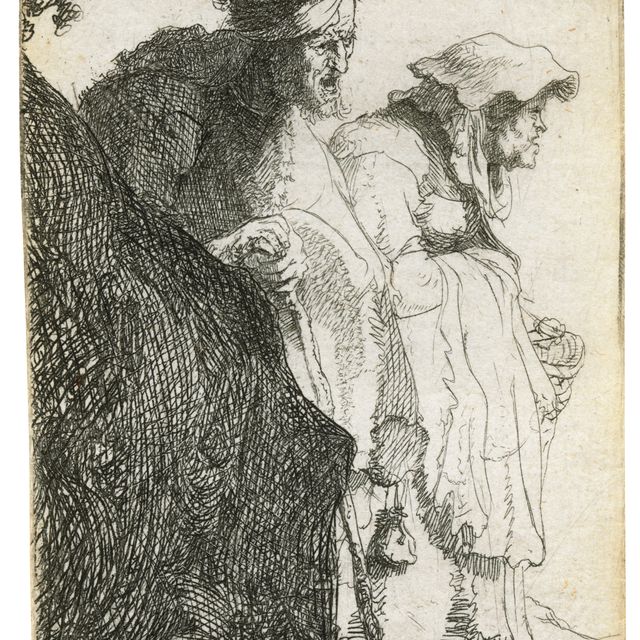 Rembrandt van Rijn — Нищие мужчина и женщина за банком