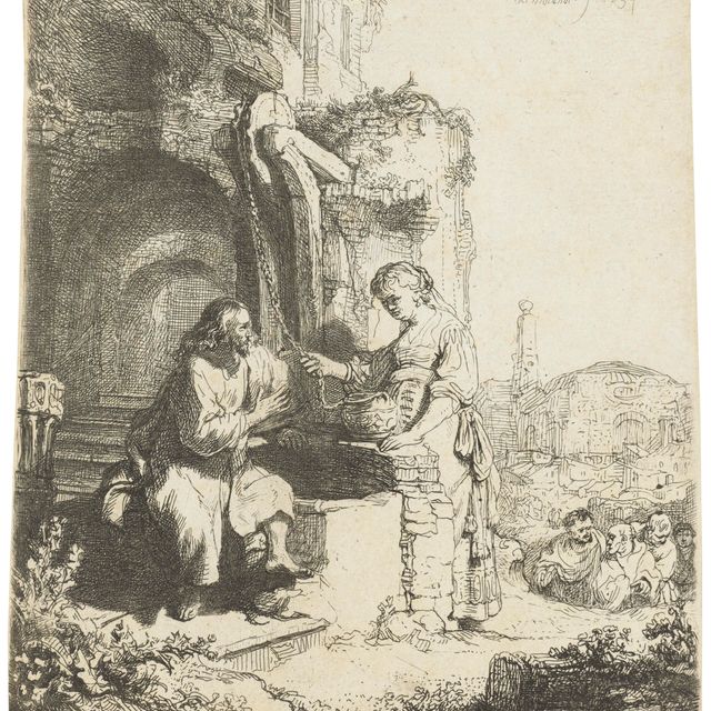 Rembrandt van Rijn — Христос и женщина из Самарии среди руин