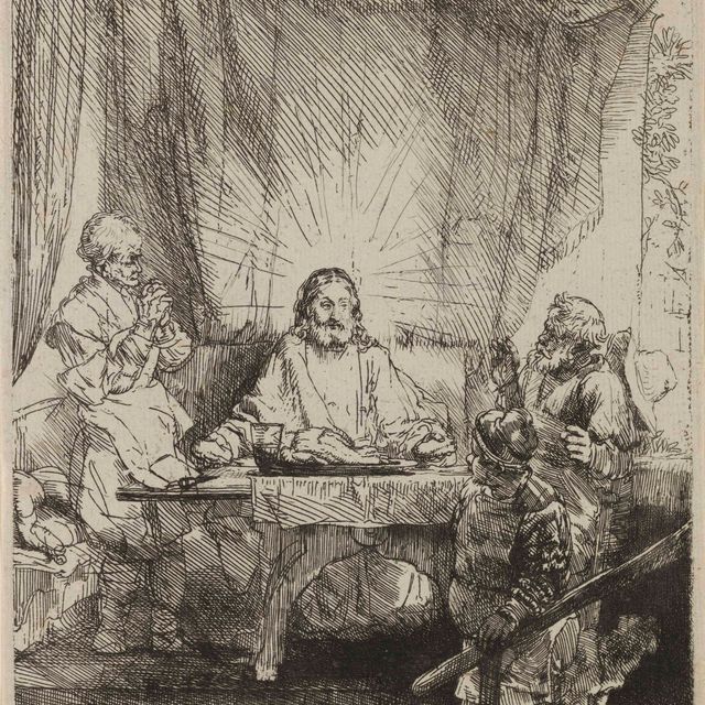 Rembrandt van Rijn — Христос в Эммаусе: Большая тарелка