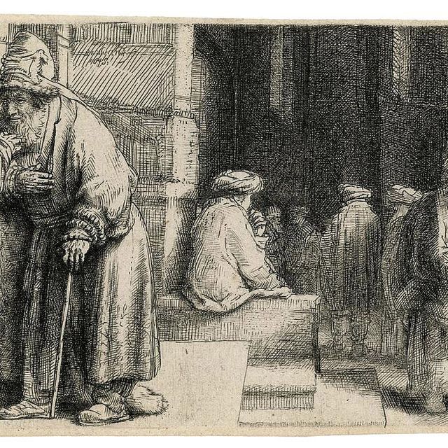 Rembrandt van Rijn — Евреи в синагоге (Б., Зал. 126; Ч. 234)