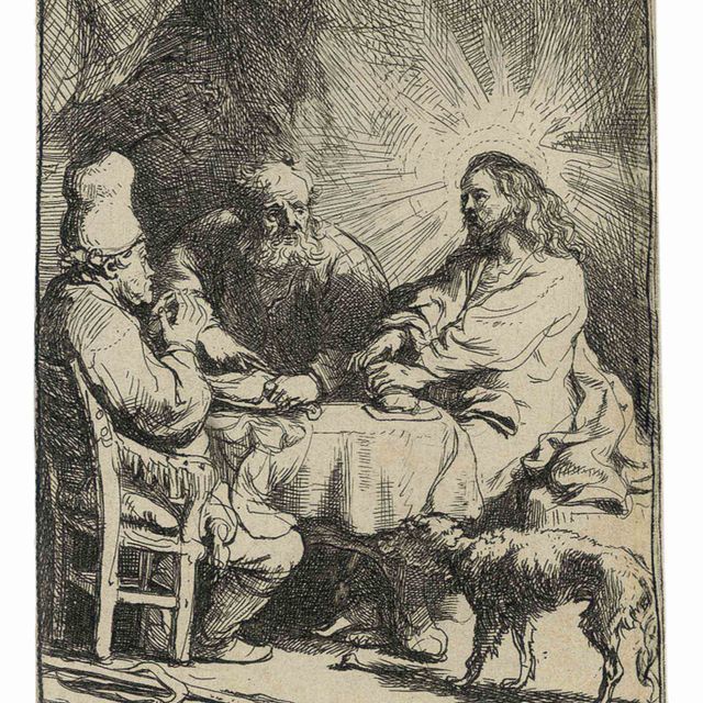Rembrandt van Rijn — Христос в Эммаусе: Маленькая табличка (В., Зал. 88; Н. 121)