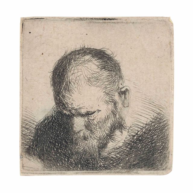 Rembrandt van Rijn — Старый бородатый мужчина смотрит вниз