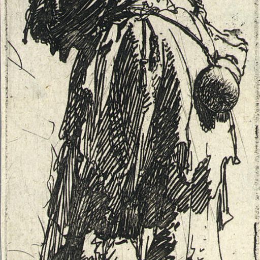 Rembrandt van Rijn — Старая нищенка с тыквой-горлянкой (Б., Зал. 168; Н. 80)