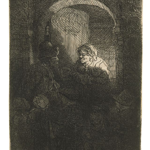 Rembrandt van Rijn — Игрок на шарманке в сопровождении детей у дверей дома ("Школьный учитель")