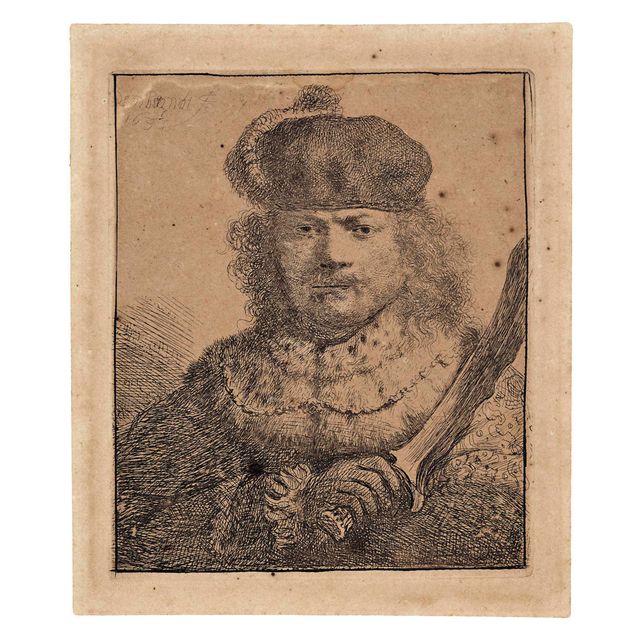 Rembrandt van Rijn — Автопортрет с поднятой саблей (Bartsch, Hollstein 18; Hind 109)